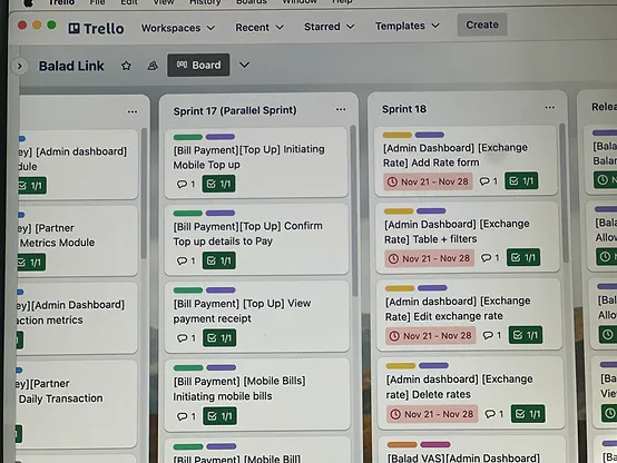 A Trello project management board with columns for "To Do," "In Progress," and "Done."