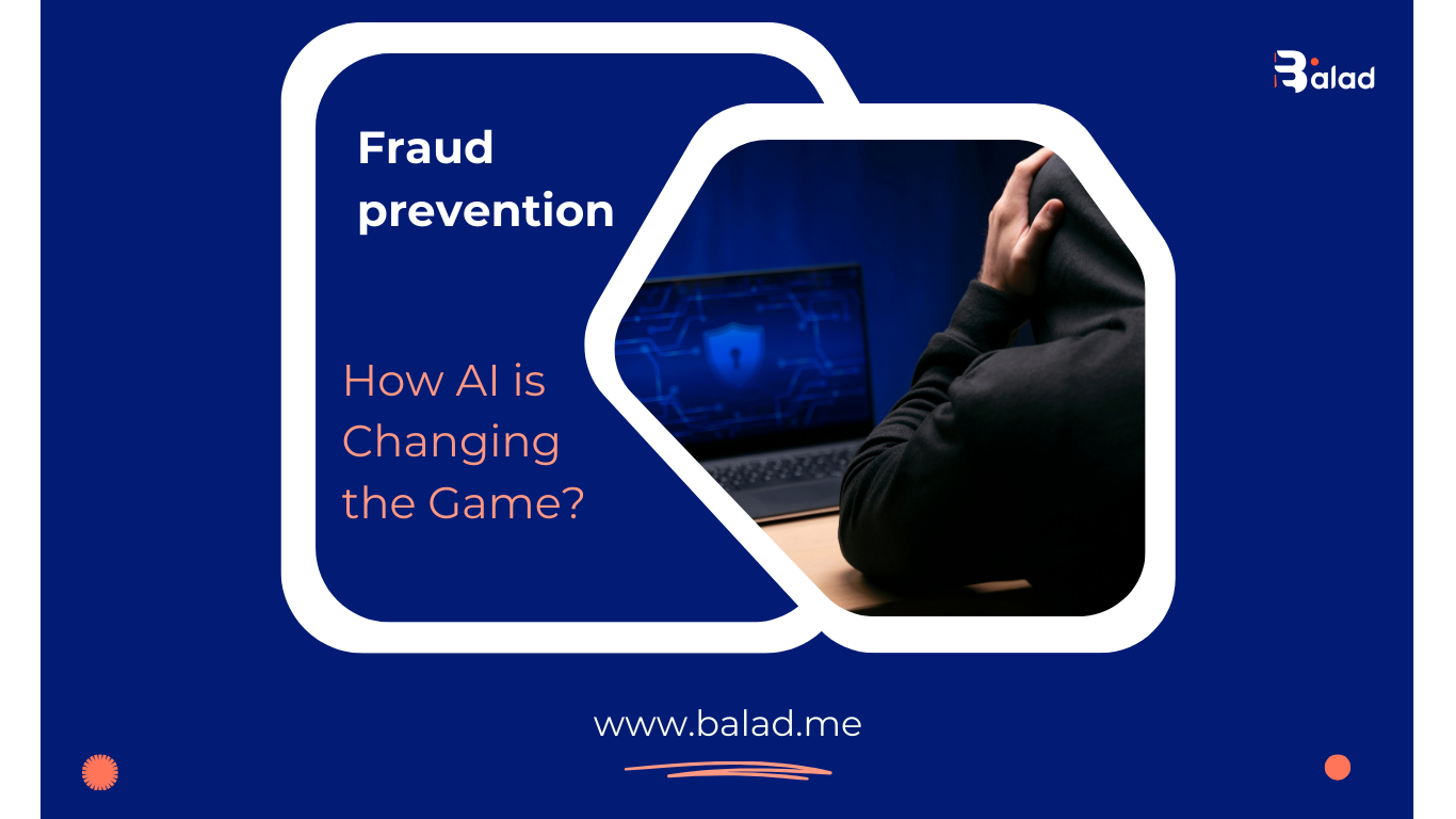 A person wearing a hoodie is looking at a laptop screen with a padlock symbol. The image is related to fraud prevention and the use of AI to combat financial crimes.