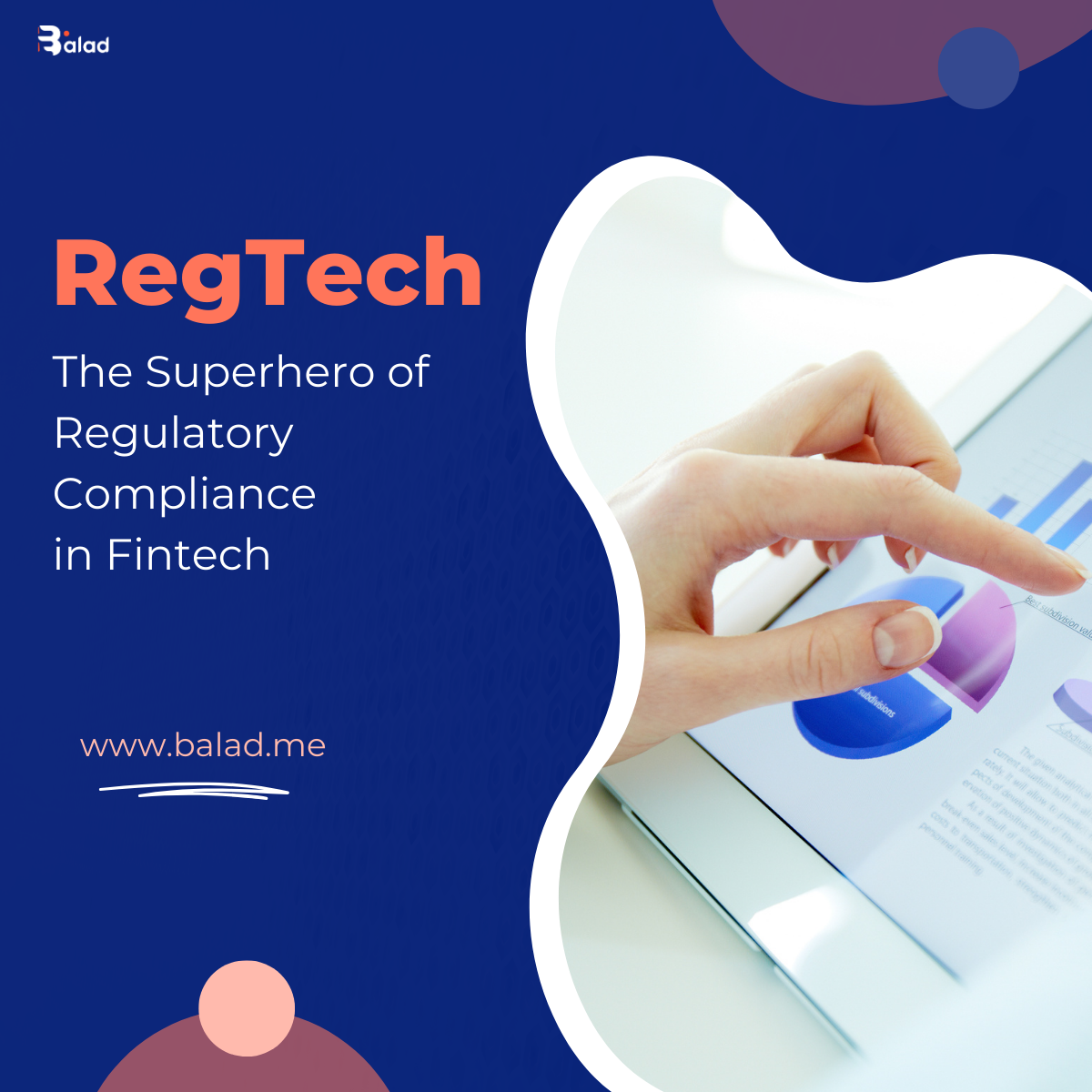 A hand hovering over a tablet displaying a chart, representing the use of technology in regulatory compliance for Fintech.